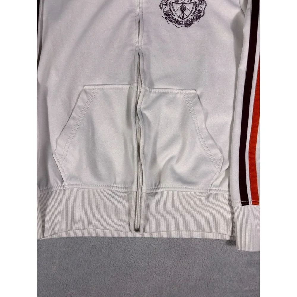 Y2K American Eagle Track Jacket Mens S White Full Zip Striped Embroidered